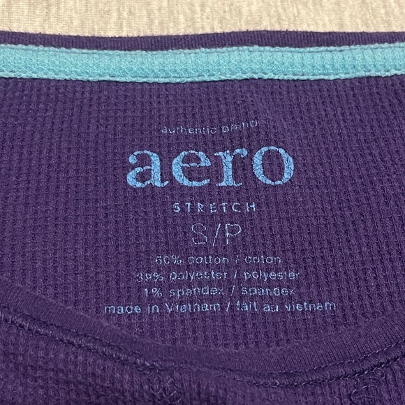 Aeropostale Purple Long Sleeve Camo Logo Waffle Knit Shirt - Picture 6 of 9